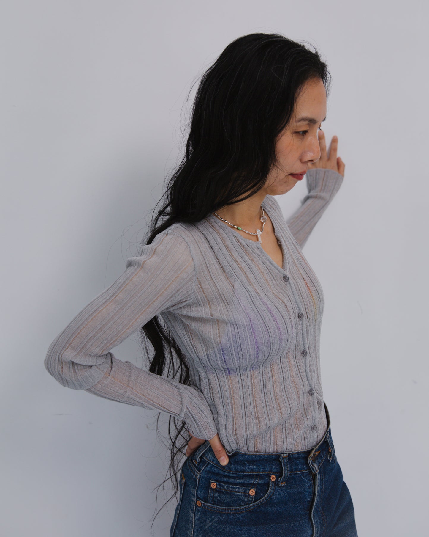 layer knit cardigan